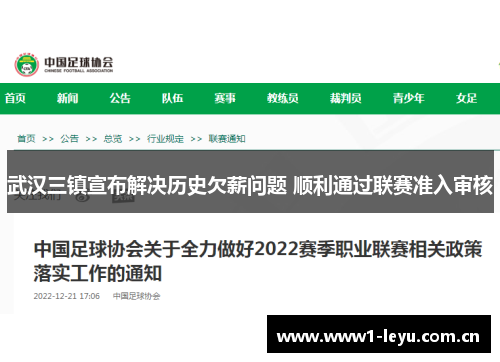 武汉三镇宣布解决历史欠薪问题 顺利通过联赛准入审核